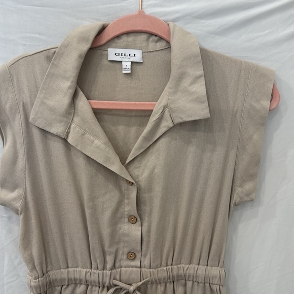 Gilli Dress Small khaki shirt dress with tie waist and pockets - Picture 2 of 4